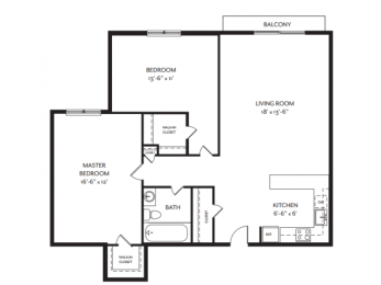 Taymil Andover Place 2 Bedroom 1 Bathroom A Floor Plan